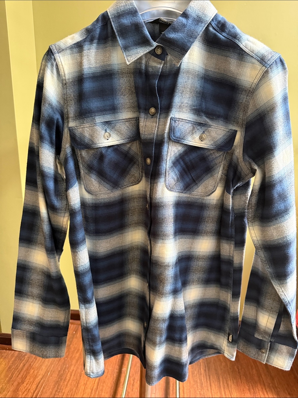 Eddie Bauer Blue and White Plaid Button-Down Shirt